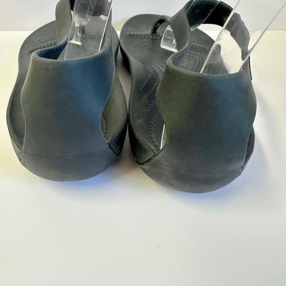 Crocs Sexi flip flop t-strap comfort rubber sandal in black women's size 10 - Picture 8 of 13